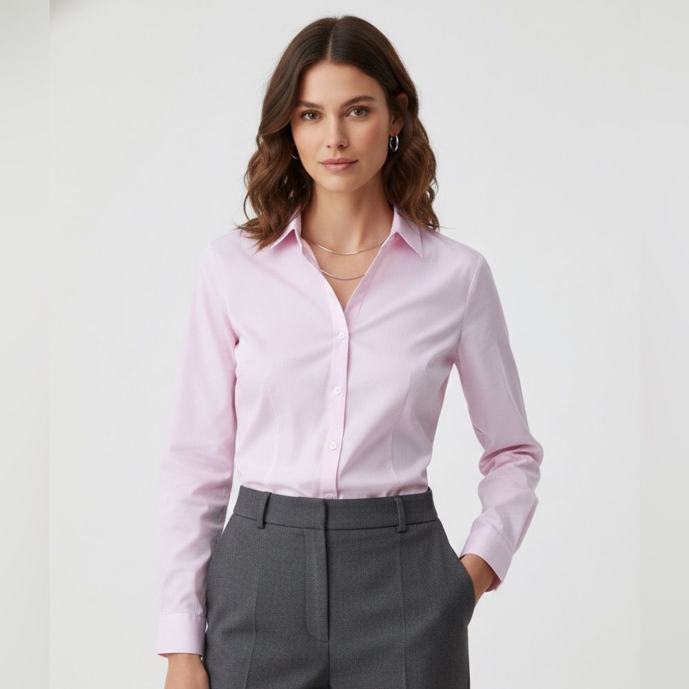 Take 50% OFF- H&M Pink&White Button-Up Shirt, Size-14